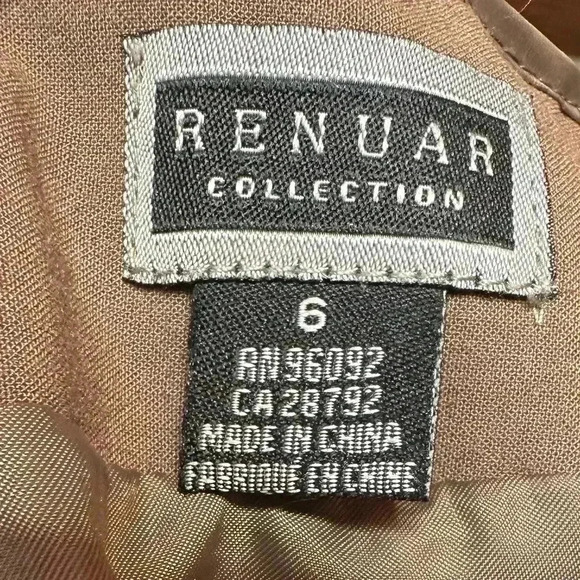 Renaur Satin Trim A-Line Skirt Taupe Size 6 - Picture 5 of 6